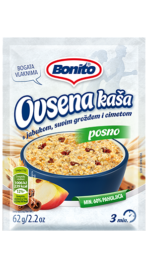 Zobena – ovsena kaša s jabukom, suvim grožđem i cimetom